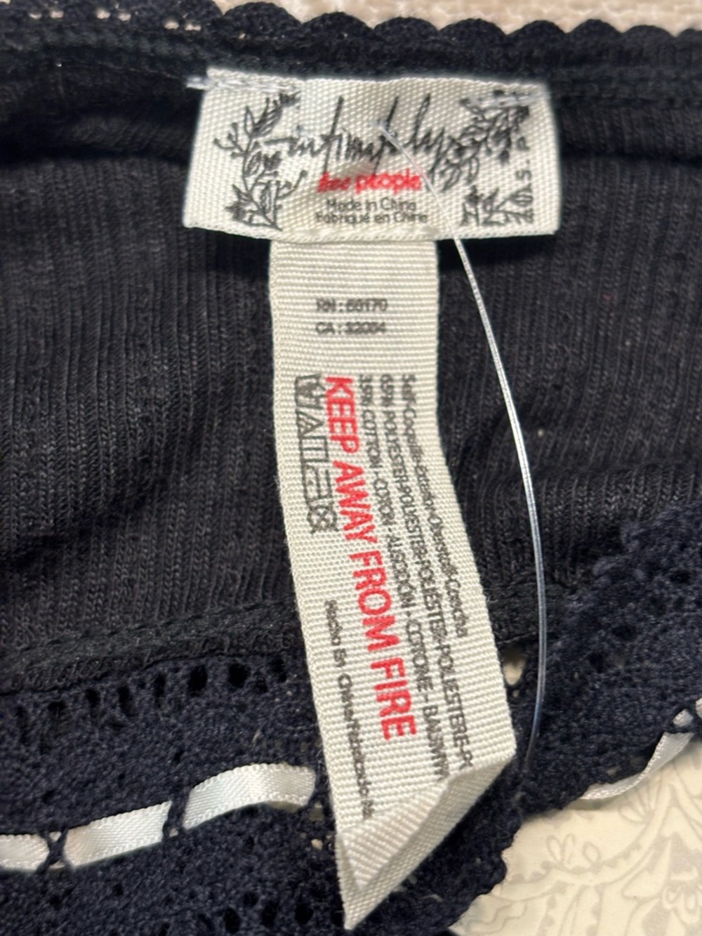 NWT Free People Only You Lace Trim Ribbon Tank Black Small Romantic - Picture 4 of 7
